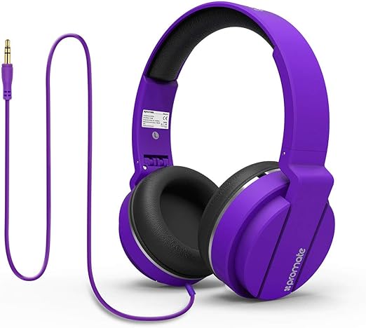 Promate Lightweight Wired Stereo Headphones Encore- Purple