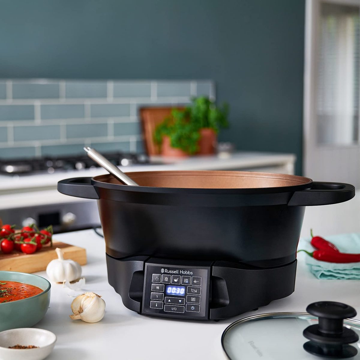 Russell Hobbs Good-to-Go Multicooker – 8 Versatile Functions including Slow Cooker, Sous Vide, Rice and Food Steamer, Black, 750 Watt