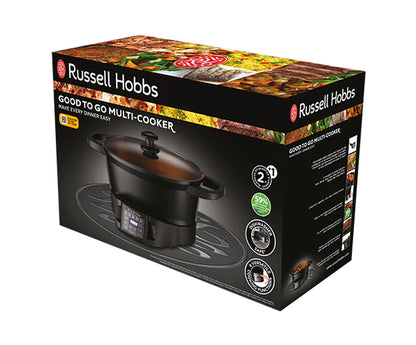 Russell Hobbs Good-to-Go Multicooker – 8 Versatile Functions including Slow Cooker, Sous Vide, Rice and Food Steamer, Black, 750 Watt